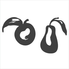 hand drawn fruits. The image is isolated on a white background. Vector graphics