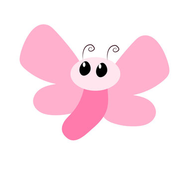 vector, mariposa rosa, mariposa, dibujos infantiles