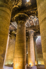Columns in the temple of Horus in Edfu, Egypt