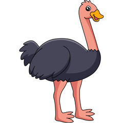 Ostrich Cartoon Clipart Vector Illustration