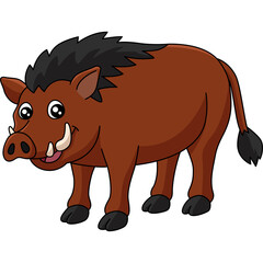 Warthog Cartoon Clipart Vector Illustration