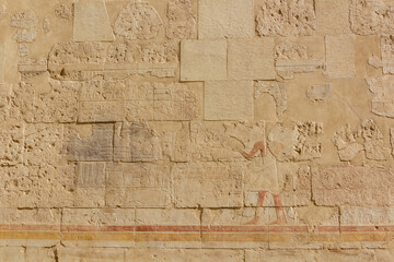 Fototapeta na wymiar Wall of the temple of Hatshepsut at the Luxor's West bank, Egypt