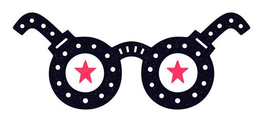 Hand drawn glasses retro print.