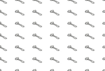 Seamless silver key pattern isolated on white, 3d illustration