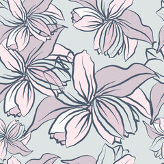 Seamless floral pattern with decorative exotic flowers. Vector version.