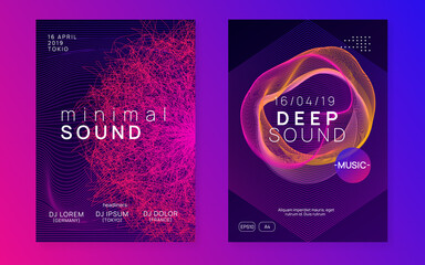 Neon electronic party flyer. Electro dance music. Techno fest event. Trance sound. Club dj poster.