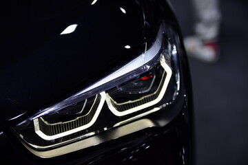 Beautiful parts of the new car. Car headlights, headlights, body lights, modern and sporty look