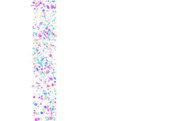 Falling Confetti. Bright Foil. Rainbow Background. Violet Party Glitter. Retro Banner. Shiny Christmas Serpentine. Digital Art. Glitch Sparkles. Blue Falling Confetti