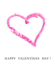 pink heart isolated on white background, valentines day greeting card