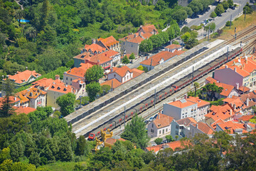 Sintra Train Station (Sintra Estacao) in historic town center of Sintra, Lisbon District, Portugal....