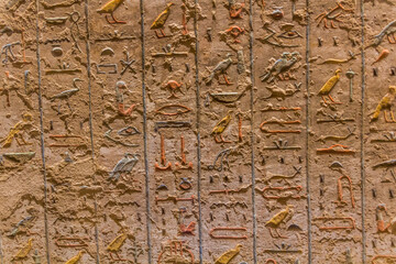 Hieroglyphs in the Ramesses III tomb at the Valley of the Kings at the Theban Necropolis, Egypt