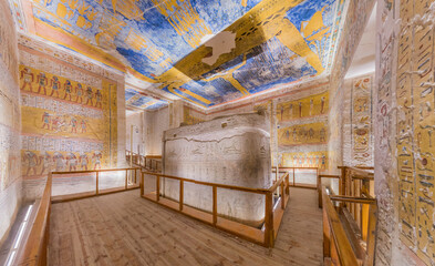 Burial chamber of Ramesses IV tomb in the Valley of the Kings at the Theban Necropolis, Egypt