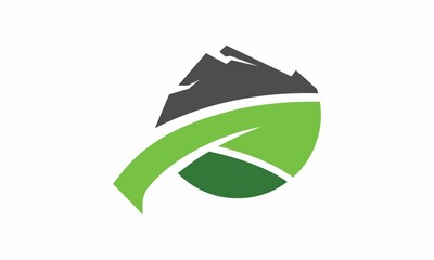 Leaf and mountain logo vector