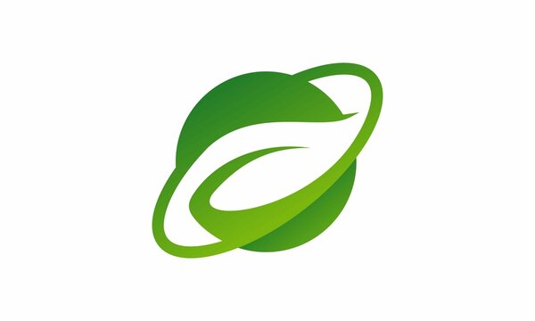 globe eco green leaf logo vector image