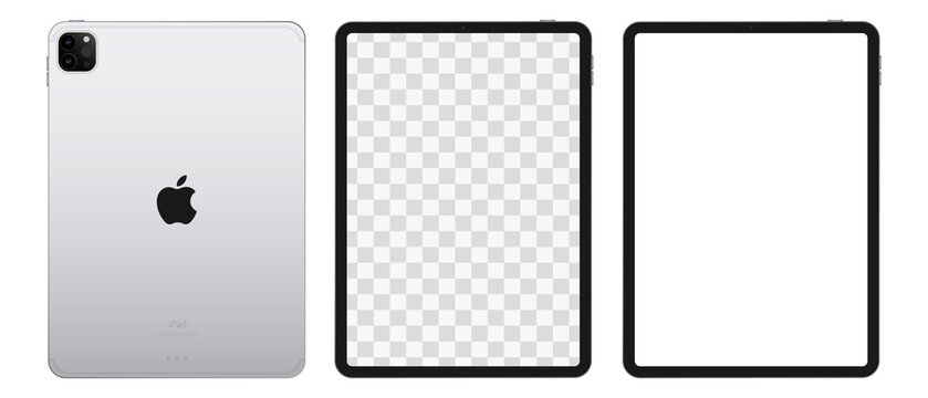 New Apple ipad pro 2021 vector realistic mockup. Screen and back side.