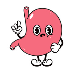 Cute angry sad stomach character. Vector hand drawn traditional cartoon vintage, retro, kawaii character illustration icon. Isolated on white background. Angry stomach character concept