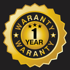 Waranty, 1 year, sticker and label vector