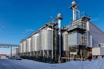 Agricultural silos elevator for drying, cleaning and storage grain in winter