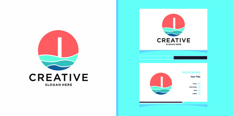 I wave logo design template