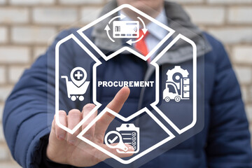 Concept of procurement. Goods and products procurement management. - obrazy, fototapety, plakaty