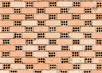 orange brick wall texture and holes