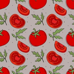 Vector pattern of a set of tomatoes. 