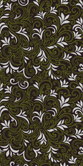 Elegant seamless pattern with leaves and curls. Luxury floral background. Vector illustration.
