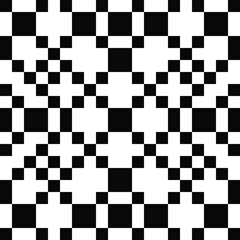 Fototapeta premium Seamless pattern of geometric square shape design elements. Rectangles vector icons black on white background. Pixel branding logotype design for corporate style