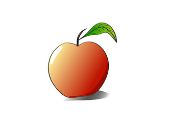 red apple with leaf