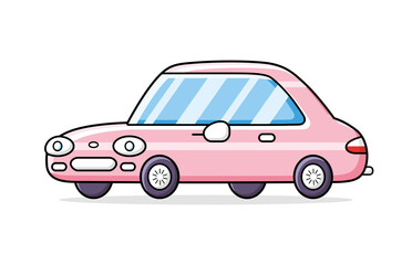 Pink luxury sports car isolated cartoon vector
