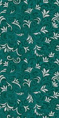 Elegant seamless pattern with leaves and curls. Luxury floral background. Vector illustration.