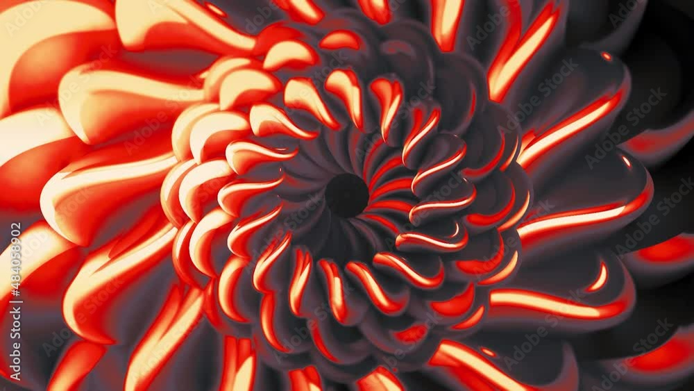 Poster gray and red loop. motion. a twisted flower in abstraction made like a loop twists and narrows in th