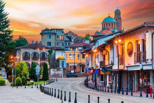 Veliko Tarnovo, Bulgaria. Tsarevets old town in historical city.