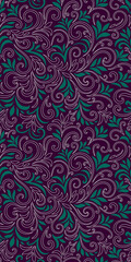 Elegant seamless pattern with leaves and curls. Luxury floral background. Vector illustration.