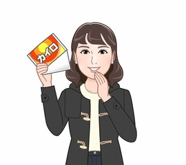 使い捨てカイロをもつ女性