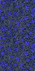 Elegant seamless pattern with leaves and curls. Luxury floral background. Vector illustration.