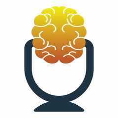 Brain Podcast Logo Vector Concept. Mind Podcast Icon Logo Design.