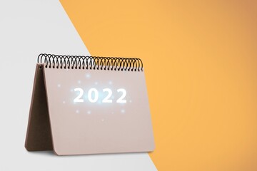 Calendar blank on table, new year concept