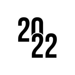 Happy New Year 2022 text design. Cover of business diary for 2022 with wishes. Brochure design template, card, banner. Vector illustration. Isolated on white background.	