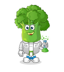 broccoli head cartoon scientist character. cartoon mascot vector