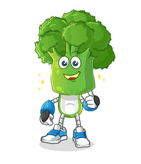 broccoli head cartoon robot character. cartoon mascot vector