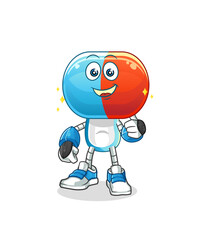 capsule head cartoon robot character. cartoon mascot vector