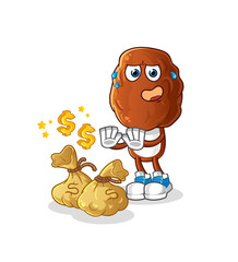 date fruit head cartoon refuse money illustration. character vector