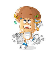 mushroom head cartoon catch butterfly illustration. character vector