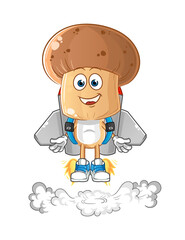 mushroom head cartoon with jetpack mascot. cartoon vector
