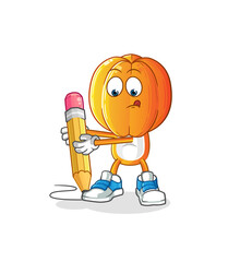 star fruit head cartoon write with pencil. cartoon mascot vector