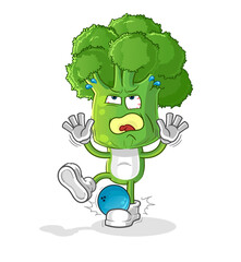broccoli head cartoon hiten by bowling. cartoon mascot vector