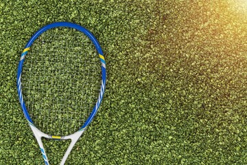 New professional tennis racket on background. sports theme