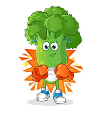 broccoli head cartoon boxer character. cartoon mascot vector