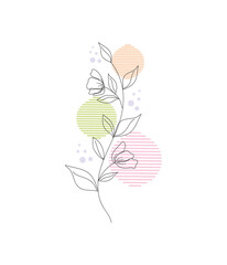 Minimalist drawing sketch flower.  Vector stock illustration.